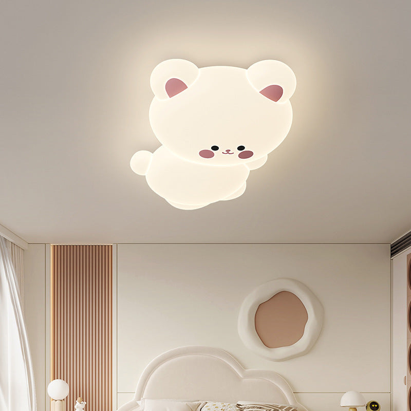 Modern Art Deco Kids Cartoon Koala Bear PE Iron LED Flush Mount Ceiling Light For Bedroom Cuvalon
