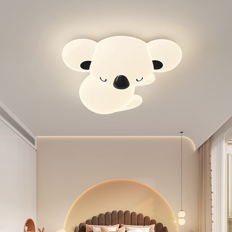 Modern Art Deco Kids Cartoon Koala Bear PE Iron LED Flush Mount Ceiling Light For Bedroom Cuvalon