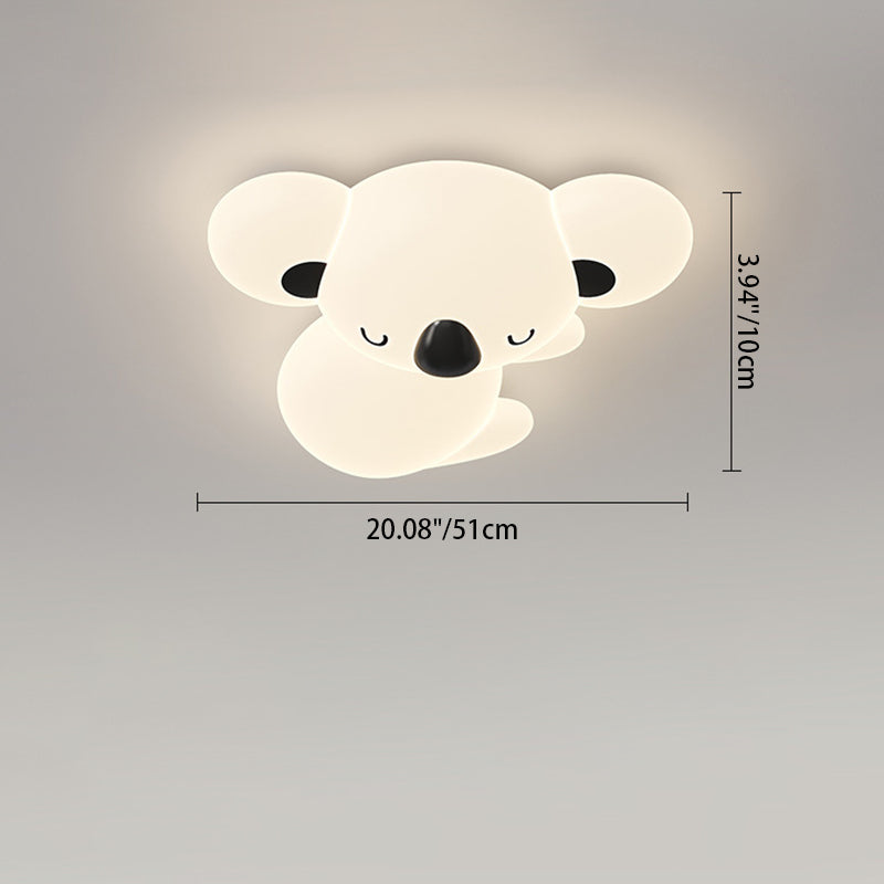 Modern Art Deco Kids Cartoon Koala Bear PE Iron LED Flush Mount Ceiling Light For Bedroom Cuvalon