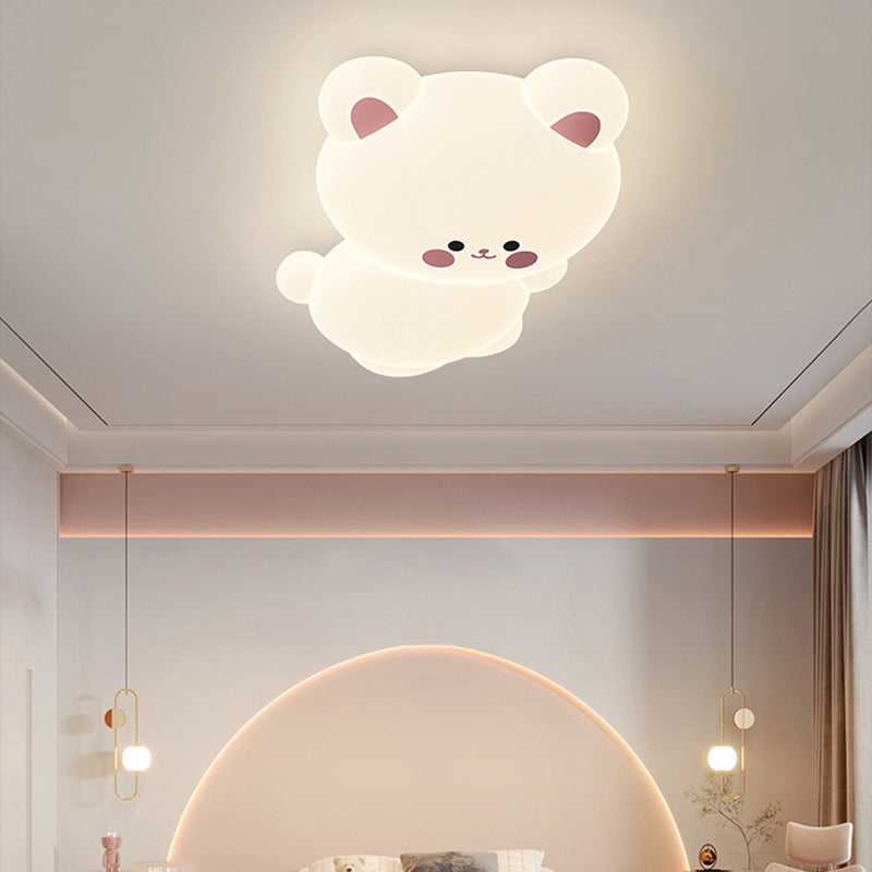 Modern Art Deco Kids Cartoon Koala Bear PE Iron LED Flush Mount Ceiling Light For Bedroom Cuvalon