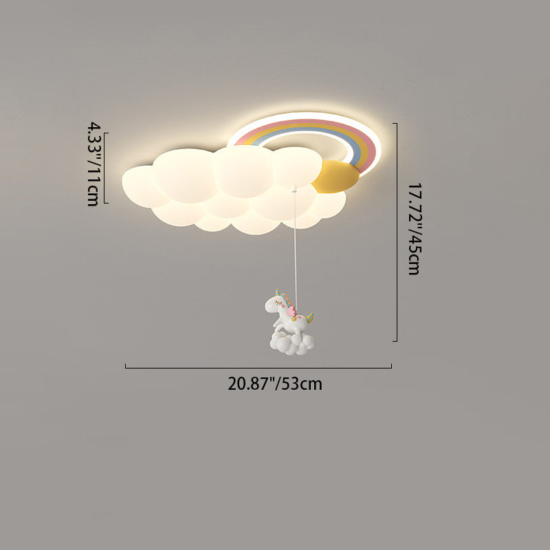 Modern Art Deco Kids Clouds Rainbow Cartoon PE Iron LED Flush Mount Ceiling Light For Living Room Cuvalon