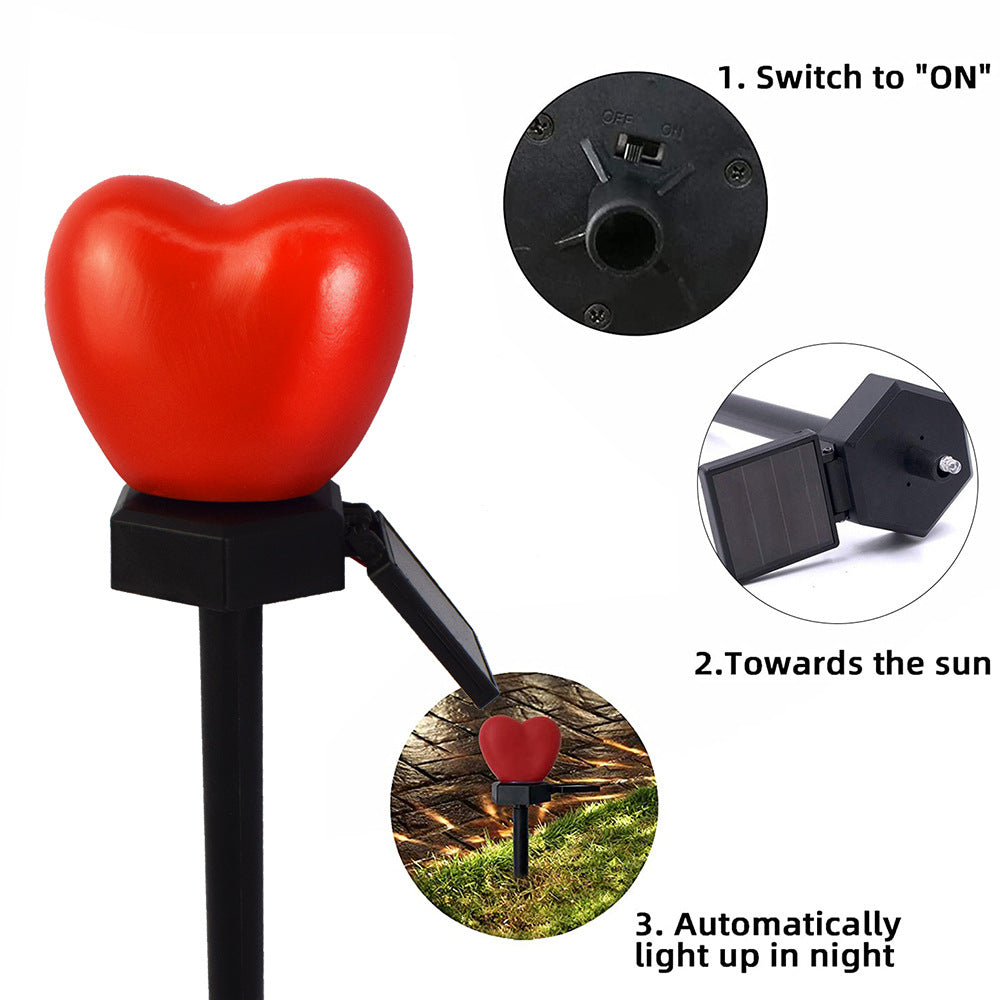 Modern Simplicity Heart Shape Solar Waterproof ABS Plastic LED Outdoor Ground Plug Light For Garden Cuvalon