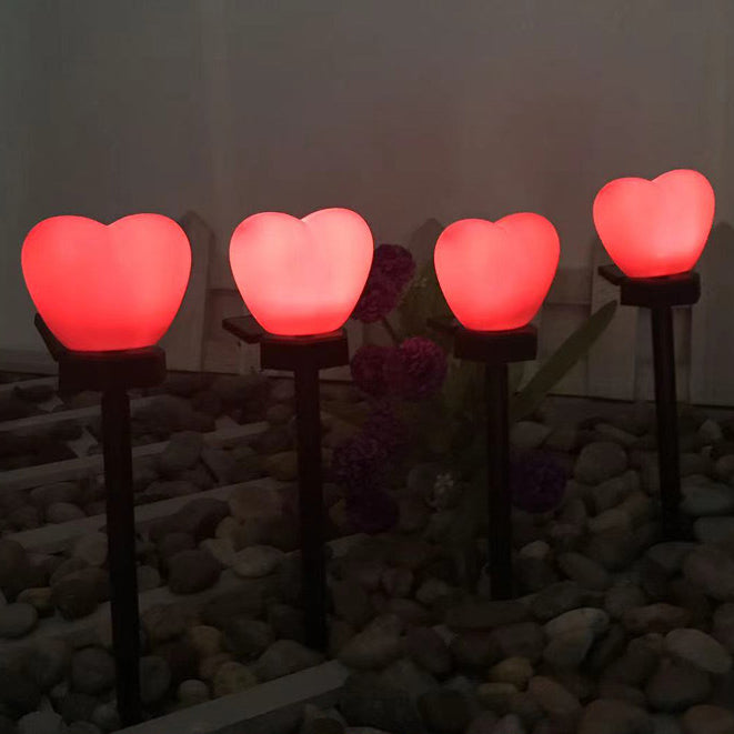 Modern Simplicity Heart Shape Solar Waterproof ABS Plastic LED Outdoor Ground Plug Light For Garden Cuvalon