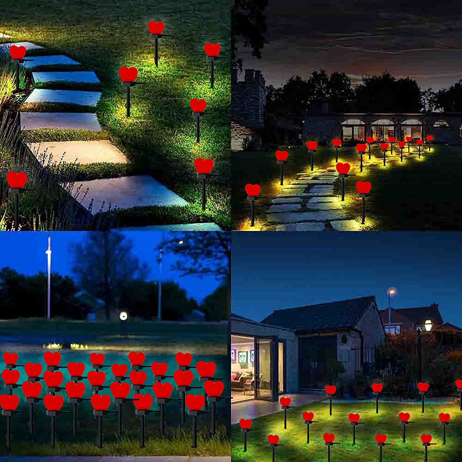 Modern Simplicity Heart Shape Solar Waterproof ABS Plastic LED Outdoor Ground Plug Light For Garden Cuvalon