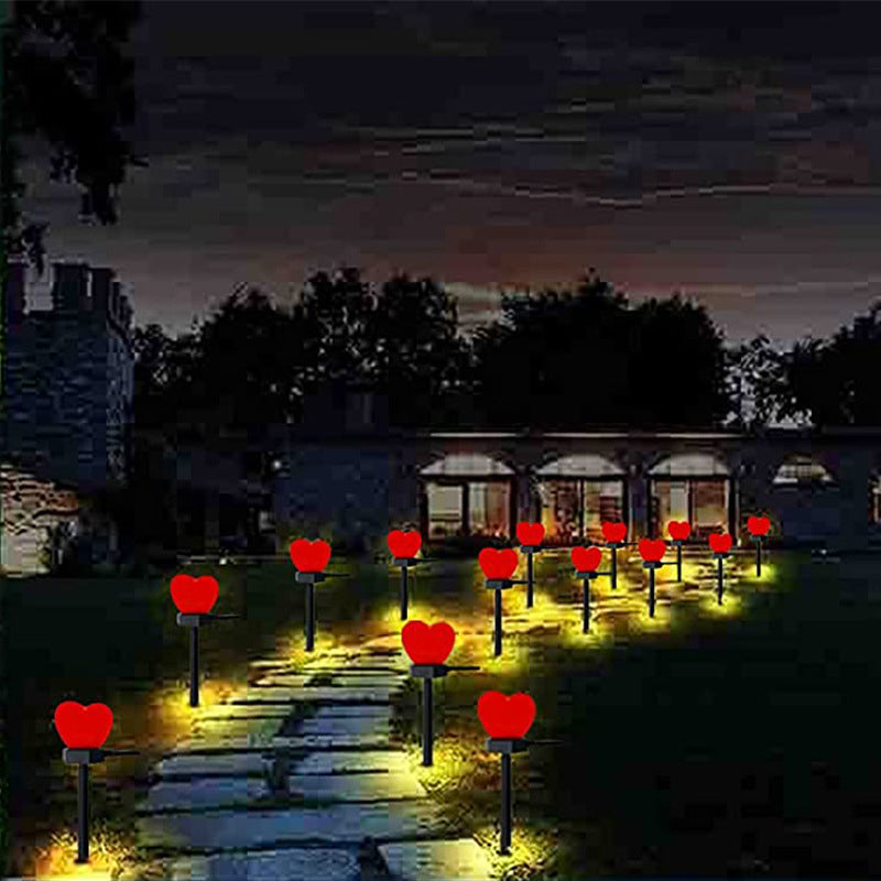 Modern Simplicity Heart Shape Solar Waterproof ABS Plastic LED Outdoor Ground Plug Light For Garden Cuvalon