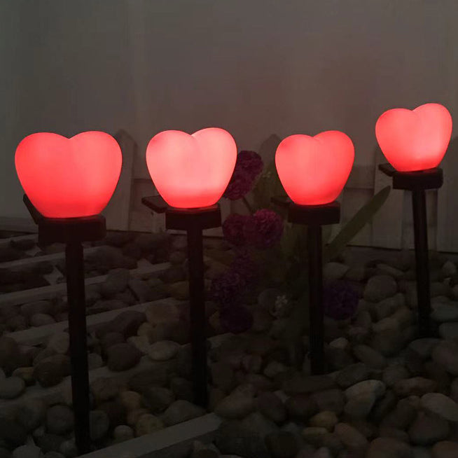 Modern Simplicity Heart Shape Solar Waterproof ABS Plastic LED Outdoor Ground Plug Light For Garden Cuvalon