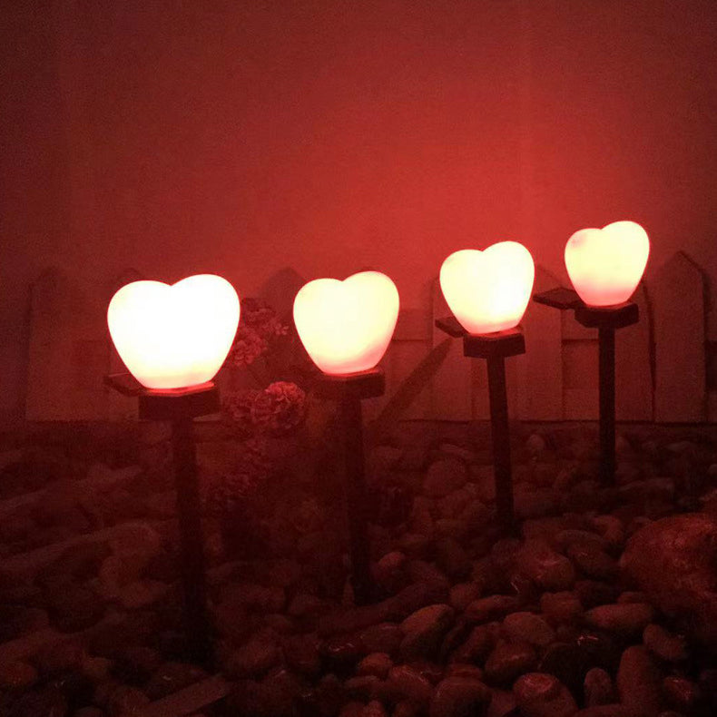 Modern Simplicity Heart Shape Solar Waterproof ABS Plastic LED Outdoor Ground Plug Light For Garden Cuvalon