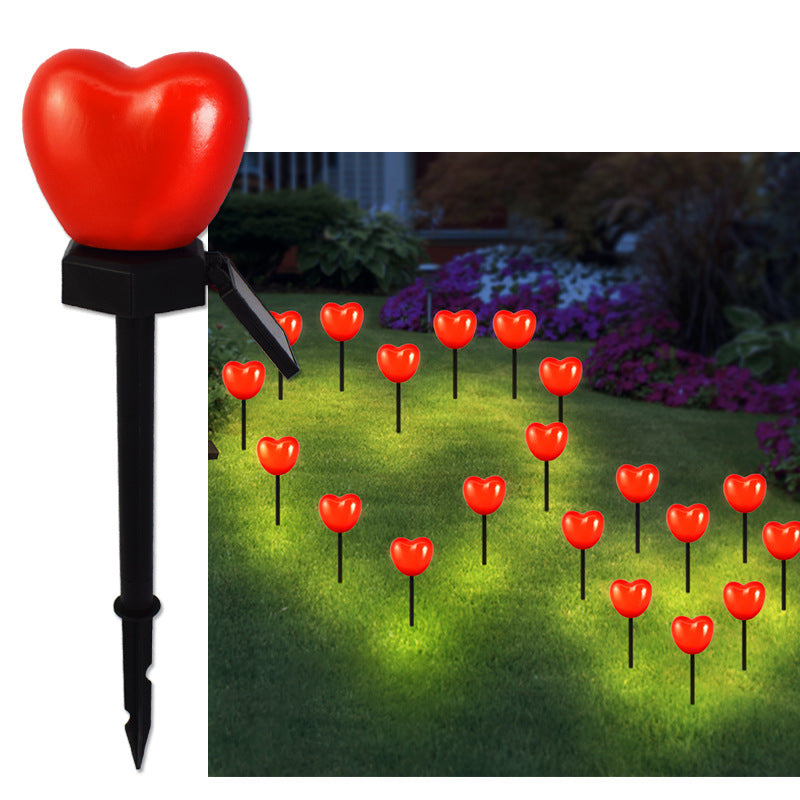 Modern Simplicity Heart Shape Solar Waterproof ABS Plastic LED Outdoor Ground Plug Light For Garden Cuvalon