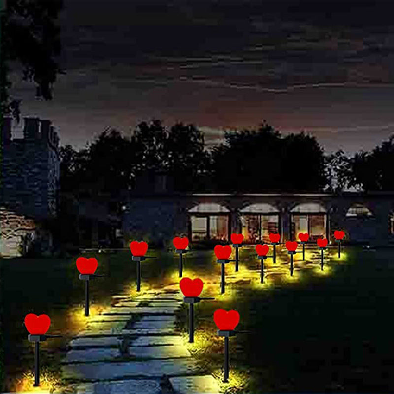 Modern Simplicity Heart Shape Solar Waterproof ABS Plastic LED Outdoor Ground Plug Light For Garden Cuvalon