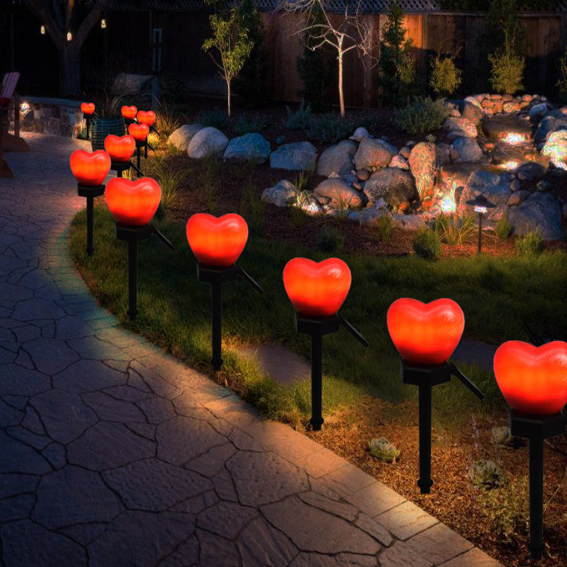 Modern Simplicity Heart Shape Solar Waterproof ABS Plastic LED Outdoor Ground Plug Light For Garden Cuvalon