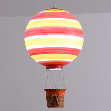 Contemporary Scandinavian Kids Metal Acrylic Hot Air Balloon Hanging Basket 1-Light Pendant Light For Bedroom Cuvalon