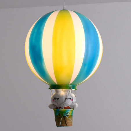 Contemporary Scandinavian Kids Metal Acrylic Hot Air Balloon Hanging Basket 1-Light Pendant Light For Bedroom Cuvalon