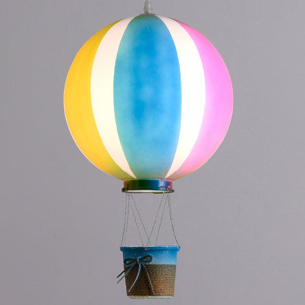 Contemporary Scandinavian Kids Metal Acrylic Hot Air Balloon Hanging Basket 1-Light Pendant Light For Bedroom Cuvalon