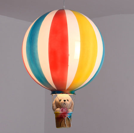 Contemporary Scandinavian Kids Metal Acrylic Hot Air Balloon Hanging Basket 1-Light Pendant Light For Bedroom Cuvalon