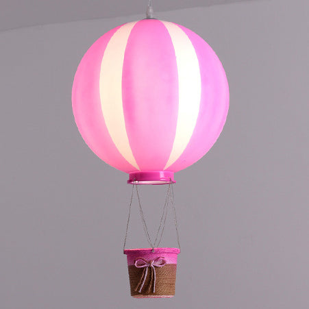 Contemporary Scandinavian Kids Metal Acrylic Hot Air Balloon Hanging Basket 1-Light Pendant Light For Bedroom Cuvalon