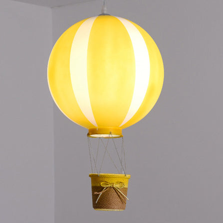 Contemporary Scandinavian Kids Metal Acrylic Hot Air Balloon Hanging Basket 1-Light Pendant Light For Bedroom Cuvalon