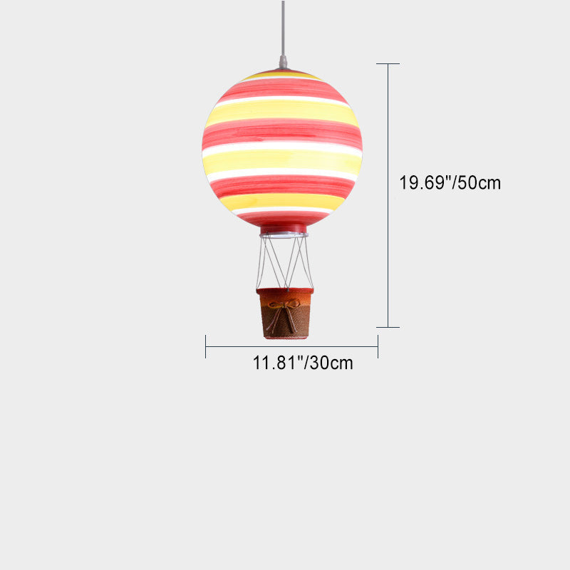 Contemporary Scandinavian Kids Metal Acrylic Hot Air Balloon Hanging Basket 1-Light Pendant Light For Bedroom Cuvalon