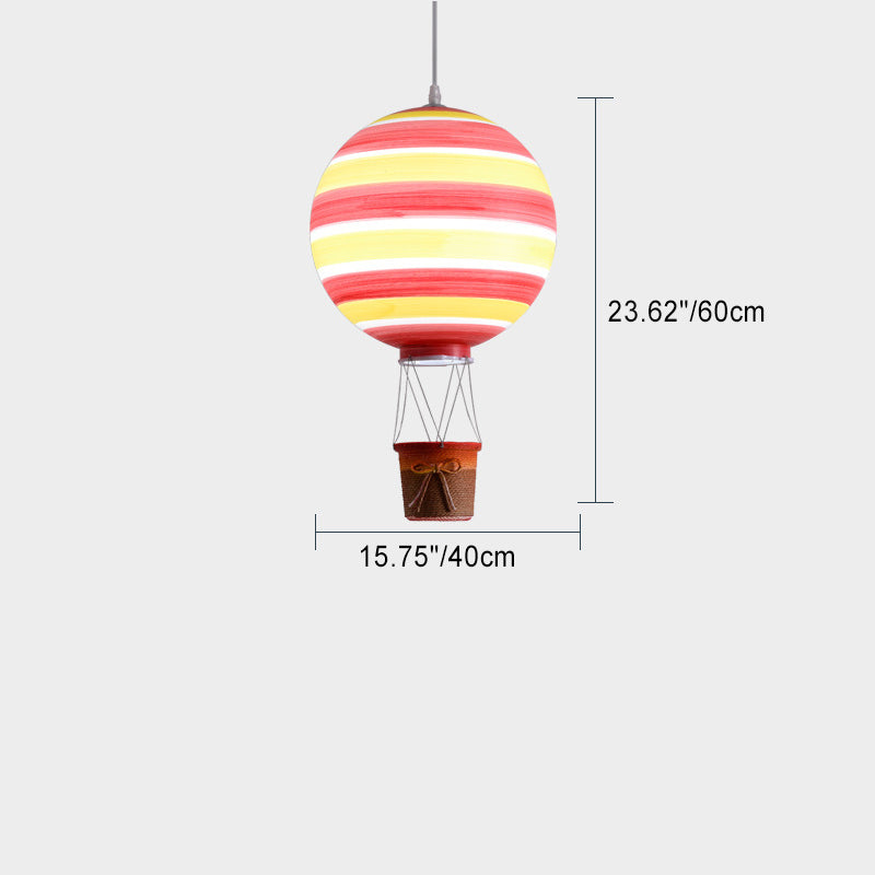 Contemporary Scandinavian Kids Metal Acrylic Hot Air Balloon Hanging Basket 1-Light Pendant Light For Bedroom Cuvalon