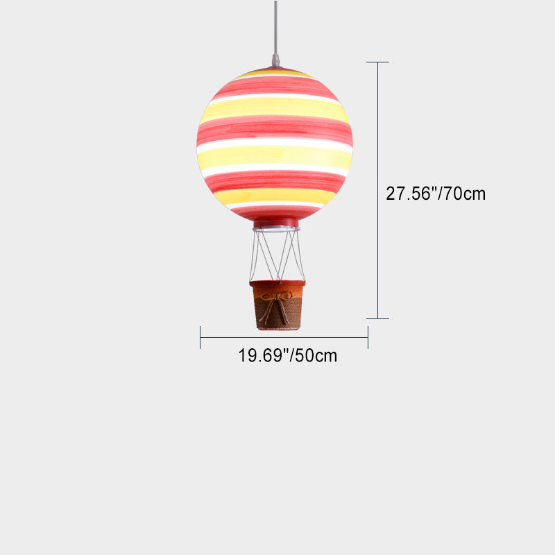 Contemporary Scandinavian Kids Metal Acrylic Hot Air Balloon Hanging Basket 1-Light Pendant Light For Bedroom Cuvalon