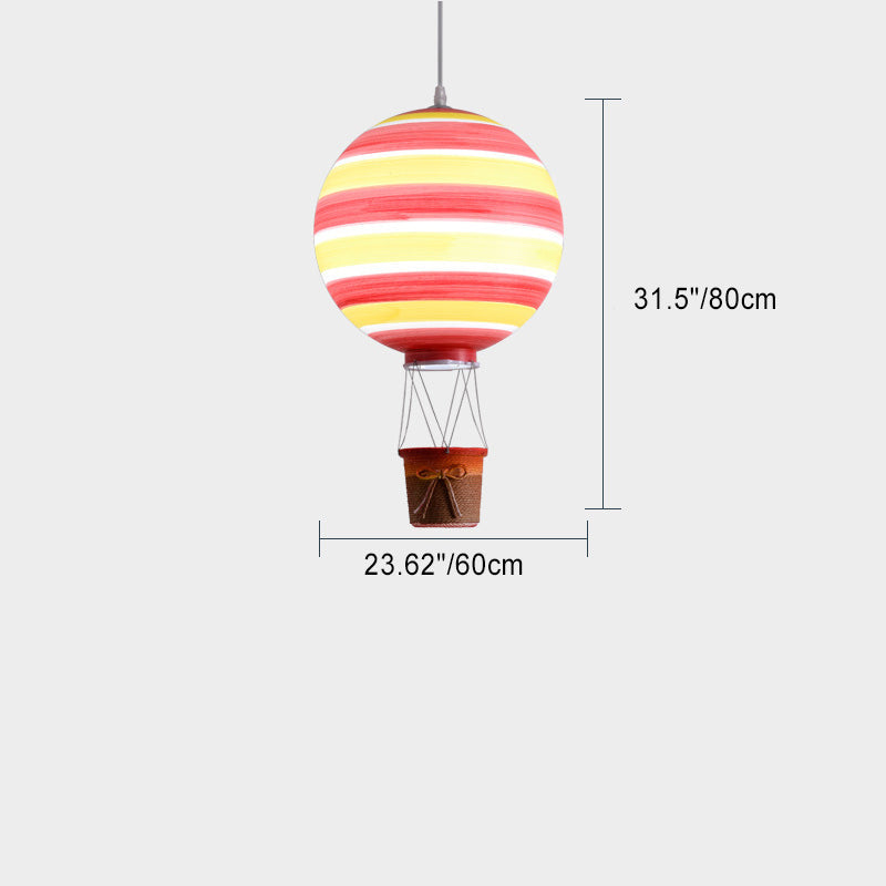 Contemporary Scandinavian Kids Metal Acrylic Hot Air Balloon Hanging Basket 1-Light Pendant Light For Bedroom Cuvalon