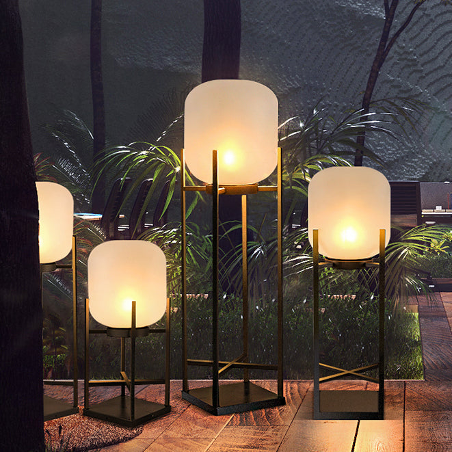 Modern Simplicity Solar Waterproof Cylinder Stainless Steel Acrylic LED Standing Floor Lamp For Outdoor Patio Cuvalon