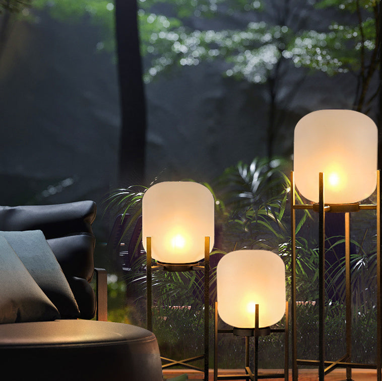 Modern Simplicity Solar Waterproof Cylinder Stainless Steel Acrylic LED Standing Floor Lamp For Outdoor Patio Cuvalon