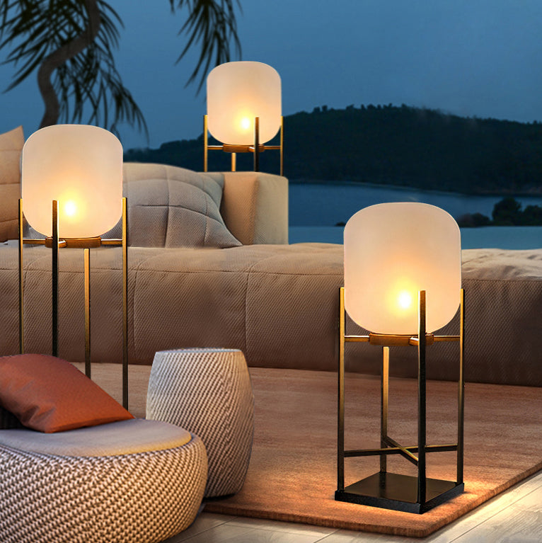 Modern Simplicity Solar Waterproof Cylinder Stainless Steel Acrylic LED Standing Floor Lamp For Outdoor Patio Cuvalon