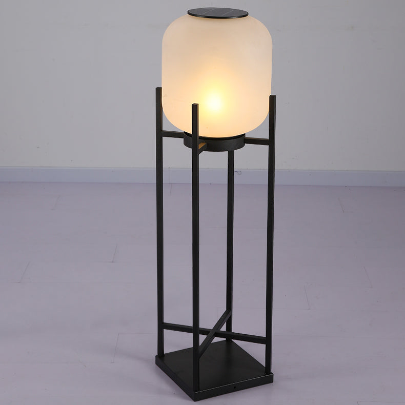 Modern Simplicity Solar Waterproof Cylinder Stainless Steel Acrylic LED Standing Floor Lamp For Outdoor Patio Cuvalon