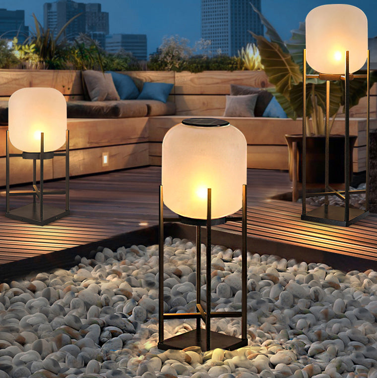 Modern Simplicity Solar Waterproof Cylinder Stainless Steel Acrylic LED Standing Floor Lamp For Outdoor Patio Cuvalon