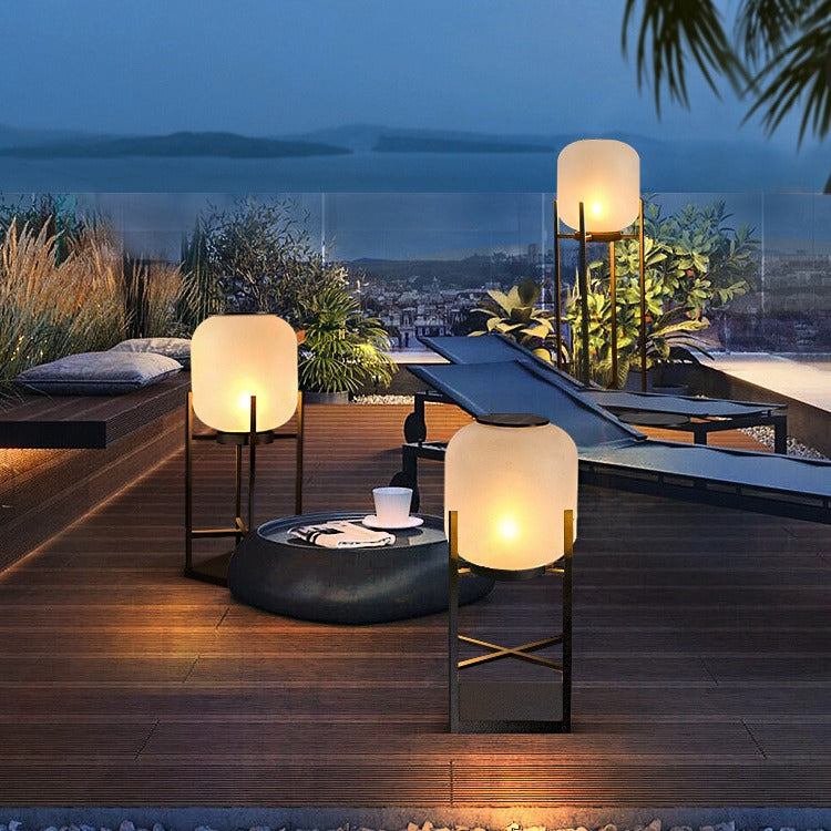 Modern Simplicity Solar Waterproof Cylinder Stainless Steel Acrylic LED Standing Floor Lamp For Outdoor Patio Cuvalon