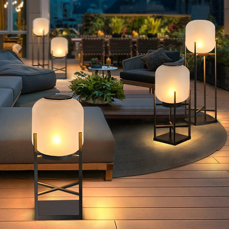 Modern Simplicity Solar Waterproof Cylinder Stainless Steel Acrylic LED Standing Floor Lamp For Outdoor Patio Cuvalon