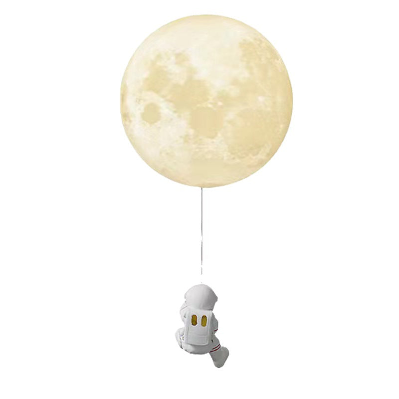 Contemporary Nordic Kids Resin Glass Ball Astronaut Lunar Planet 1-Light Wall Sconce Lamp For Bedside Cuvalon