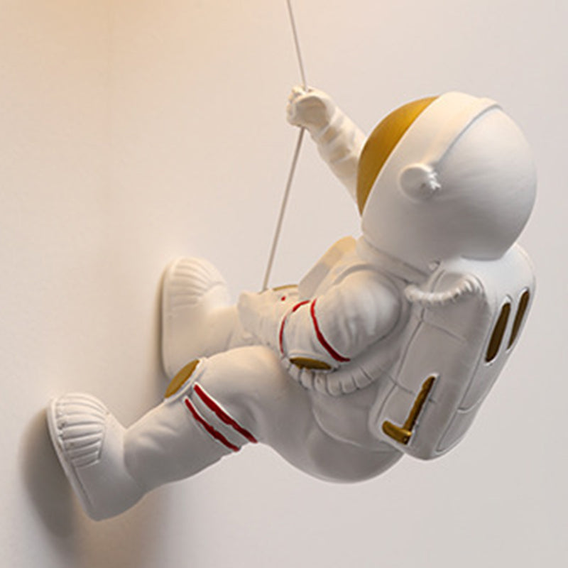 Contemporary Nordic Kids Resin Glass Ball Astronaut Lunar Planet 1-Light Wall Sconce Lamp For Bedside Cuvalon
