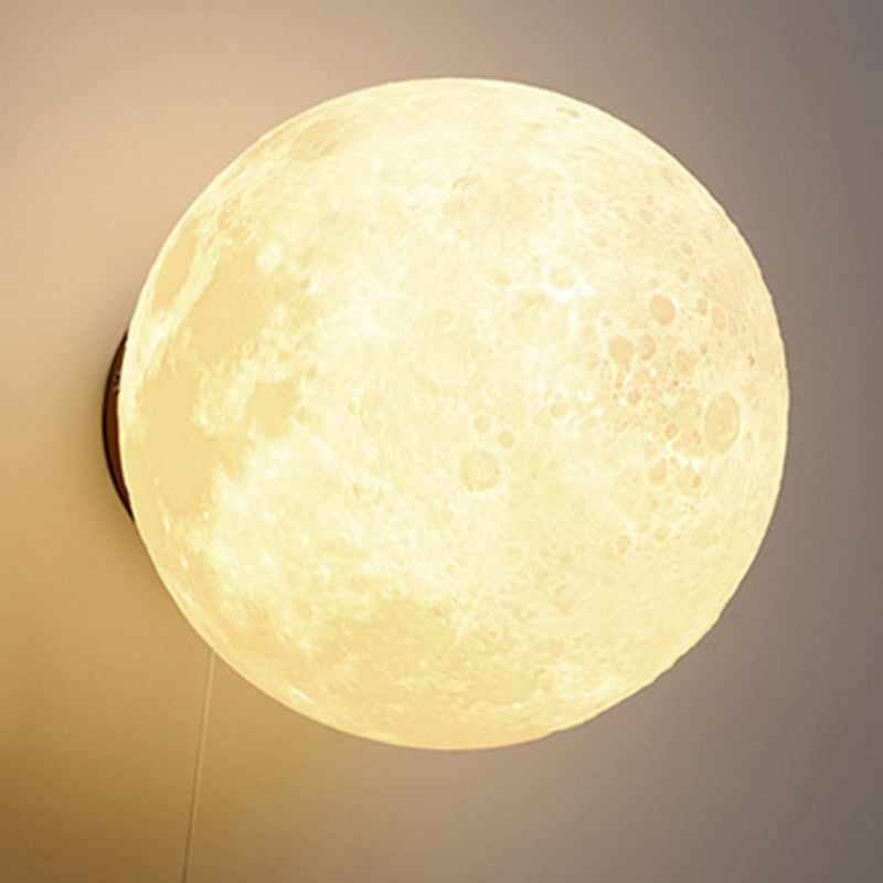Contemporary Nordic Kids Resin Glass Ball Astronaut Lunar Planet 1-Light Wall Sconce Lamp For Bedside Cuvalon