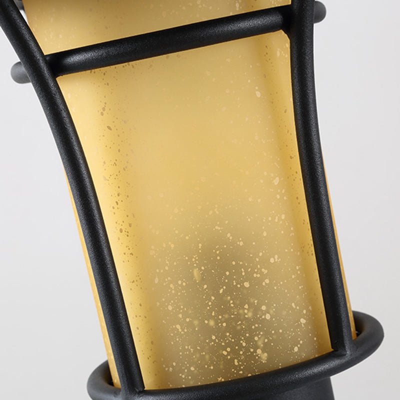 Traditional Chinese Waterproof Iron Glass Column Square 1-Light Landscape Lighting Outdoor Light For Garden Cuvalon
