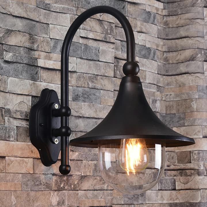 Contemporary Industrial Waterproof Aluminum PVC Conic Horn 1-Light Wall Sconce Lamp For Outdoor Patio Cuvalon