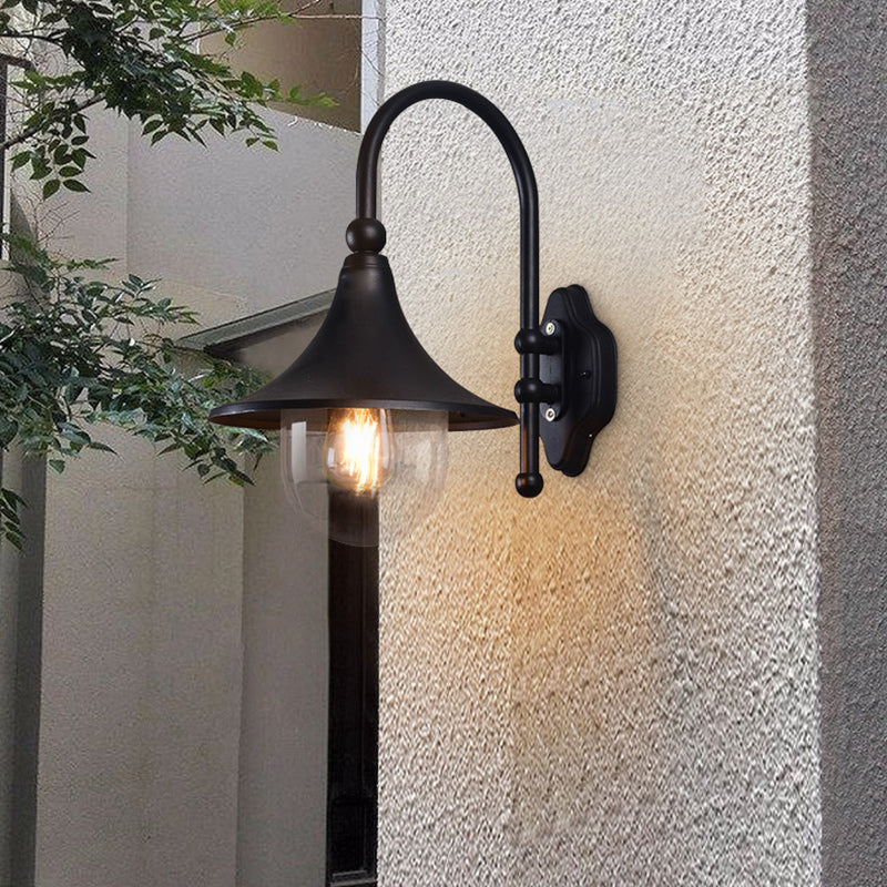 Contemporary Industrial Waterproof Aluminum PVC Conic Horn 1-Light Wall Sconce Lamp For Outdoor Patio Cuvalon