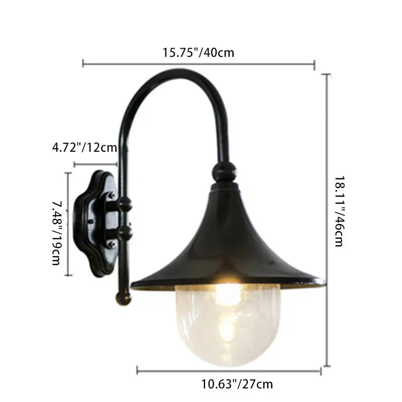 Contemporary Industrial Waterproof Aluminum PVC Conic Horn 1-Light Wall Sconce Lamp For Outdoor Patio Cuvalon