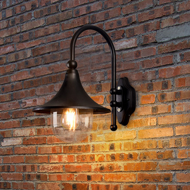 Contemporary Industrial Waterproof Aluminum PVC Conic Horn 1-Light Wall Sconce Lamp For Outdoor Patio Cuvalon