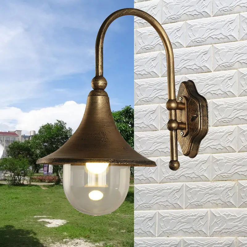 Contemporary Industrial Waterproof Aluminum PVC Conic Horn 1-Light Wall Sconce Lamp For Outdoor Patio Cuvalon