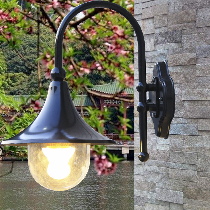 Contemporary Industrial Waterproof Aluminum PVC Conic Horn 1-Light Wall Sconce Lamp For Outdoor Patio Cuvalon