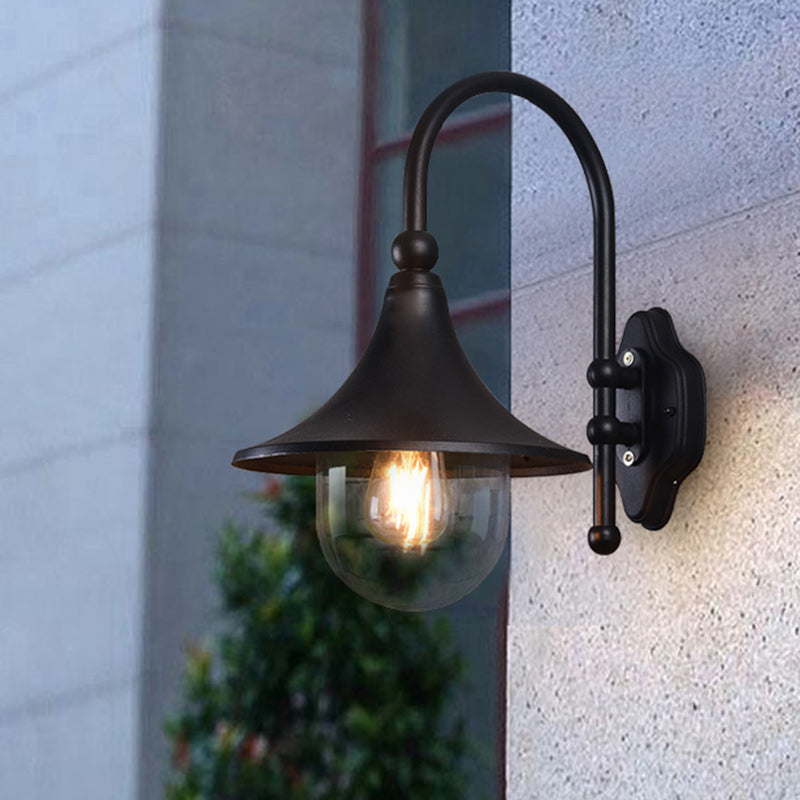 Contemporary Industrial Waterproof Aluminum PVC Conic Horn 1-Light Wall Sconce Lamp For Outdoor Patio Cuvalon