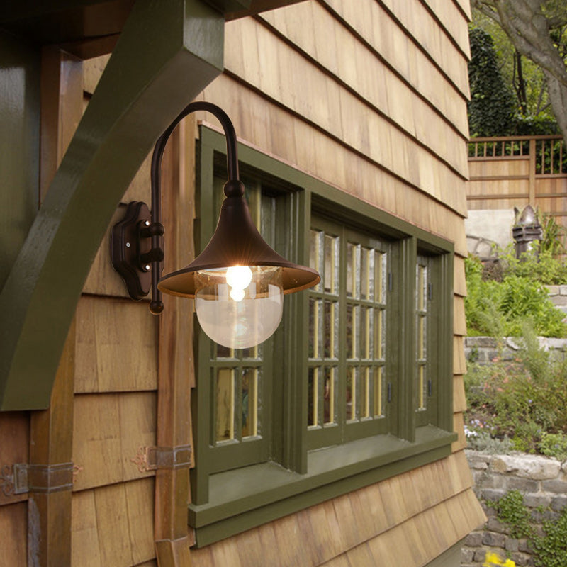 Contemporary Industrial Waterproof Aluminum PVC Conic Horn 1-Light Wall Sconce Lamp For Outdoor Patio Cuvalon