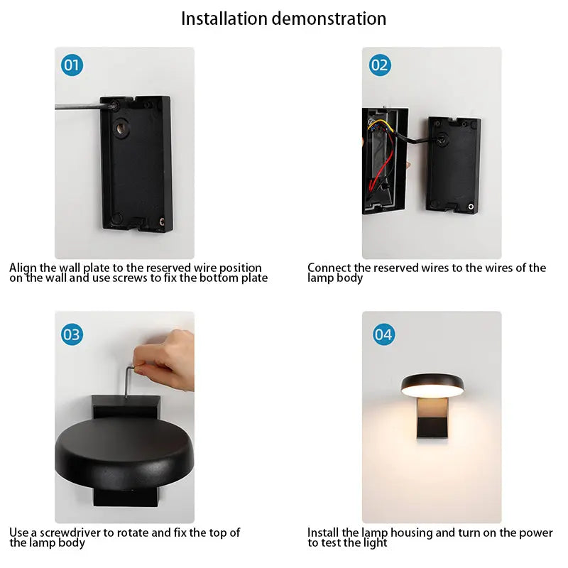 Modern Minimalist Waterproof Rotatable Aluminum PC Square Round LED Wall Sconce Lamp For Outdoor Patio Cuvalon