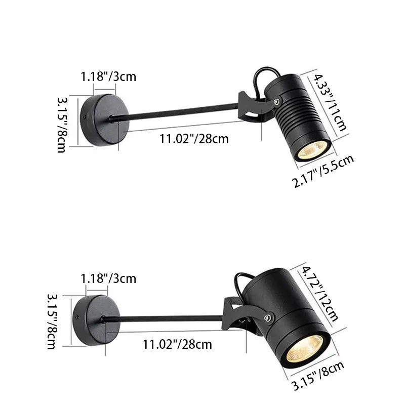 Modern Simplicity Waterproof Aluminum Iron Adjustable Cylinder Long Pole LED Wall Sconce Lamp For Outdoor Patio Cuvalon