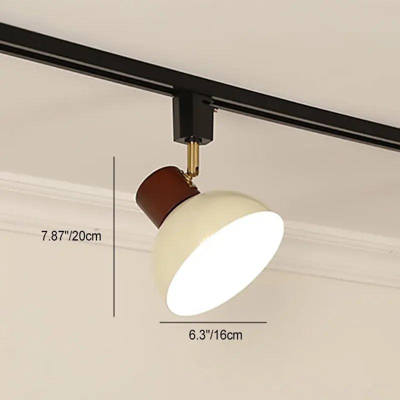 Contemporary Nordic Iron Wood Bowl Round Adjustable 1/2/3/4/5 Light Track Lighting Semi-Flush Mount Ceiling Light For Dining Room Cuvalon
