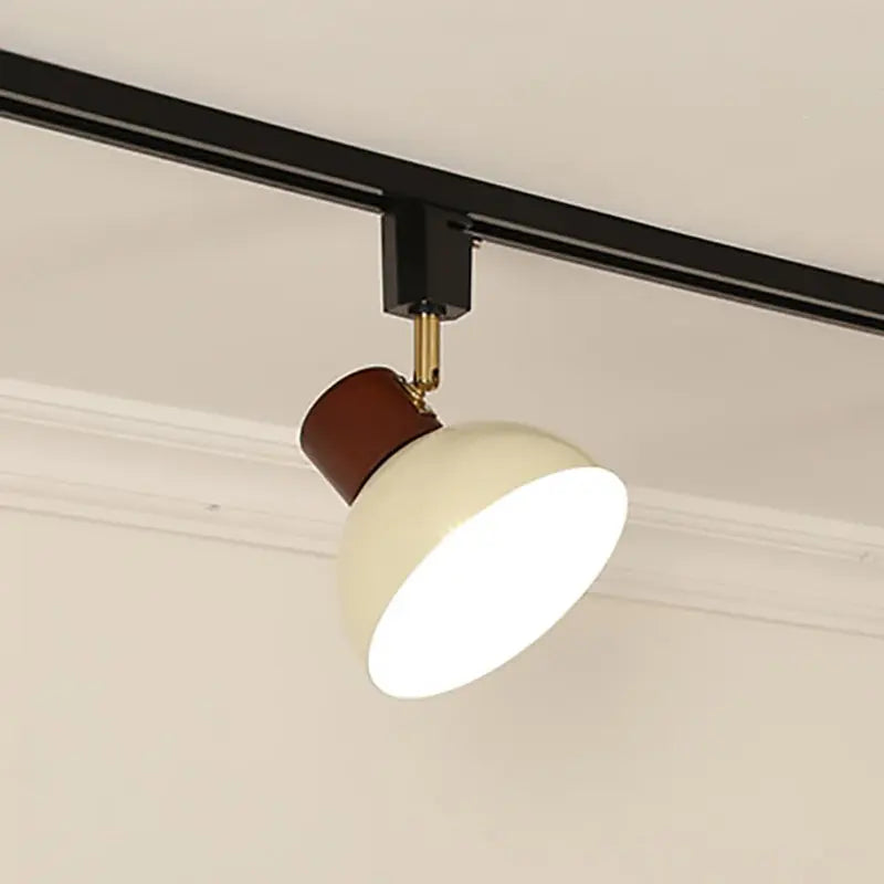 Contemporary Nordic Iron Wood Bowl Round Adjustable 1/2/3/4/5 Light Track Lighting Semi-Flush Mount Ceiling Light For Dining Room Cuvalon