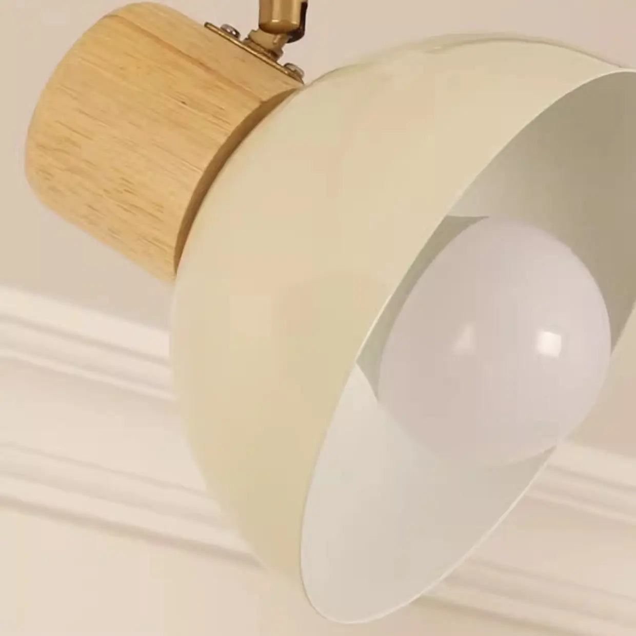 Contemporary Nordic Iron Wood Bowl Round Adjustable 1/2/3/4/5 Light Track Lighting Semi-Flush Mount Ceiling Light For Dining Room Cuvalon