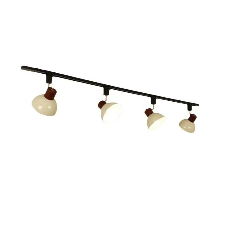 Contemporary Nordic Iron Wood Bowl Round Adjustable 1/2/3/4/5 Light Track Lighting Semi-Flush Mount Ceiling Light For Dining Room Cuvalon