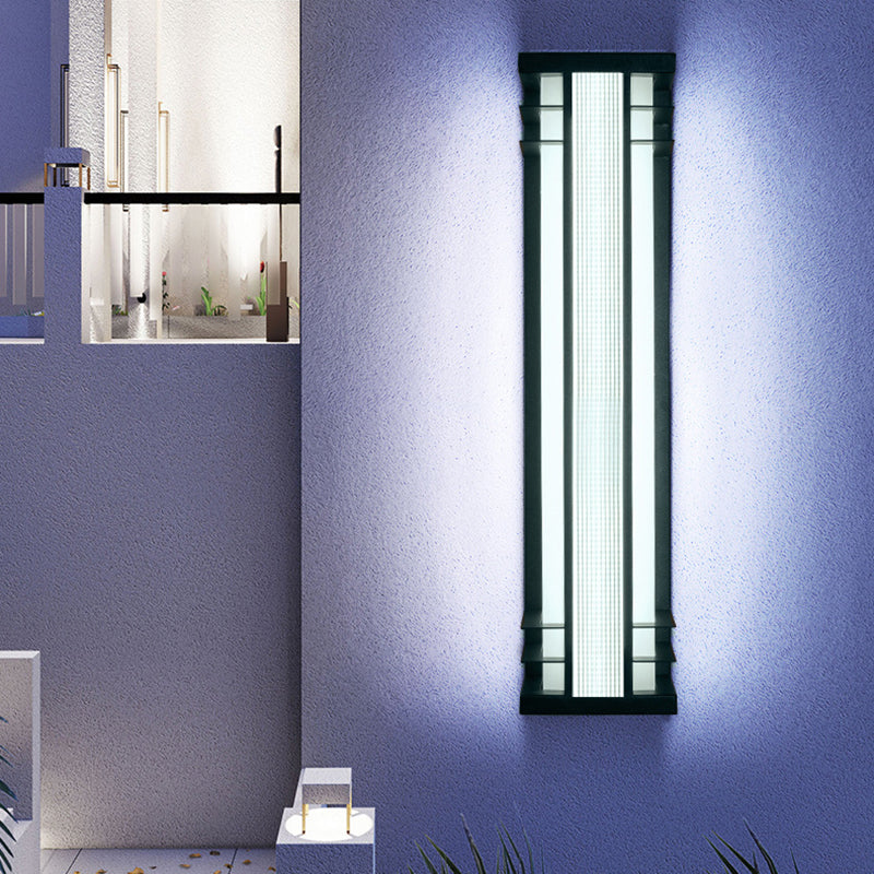 Traditional Chinese Solar Waterproof Stainless Steel Acrylic Rectangular Motion Sensor LED Wall Sconce Lamp For Outdoor Patio Cuvalon